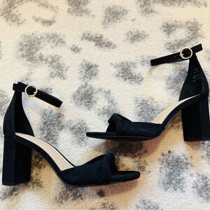 H&M Black Ankle Strap Block Heels New